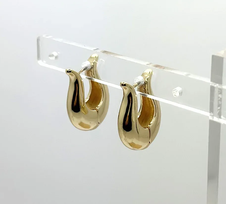 Chunky Hoop Drop Earrings - Gold