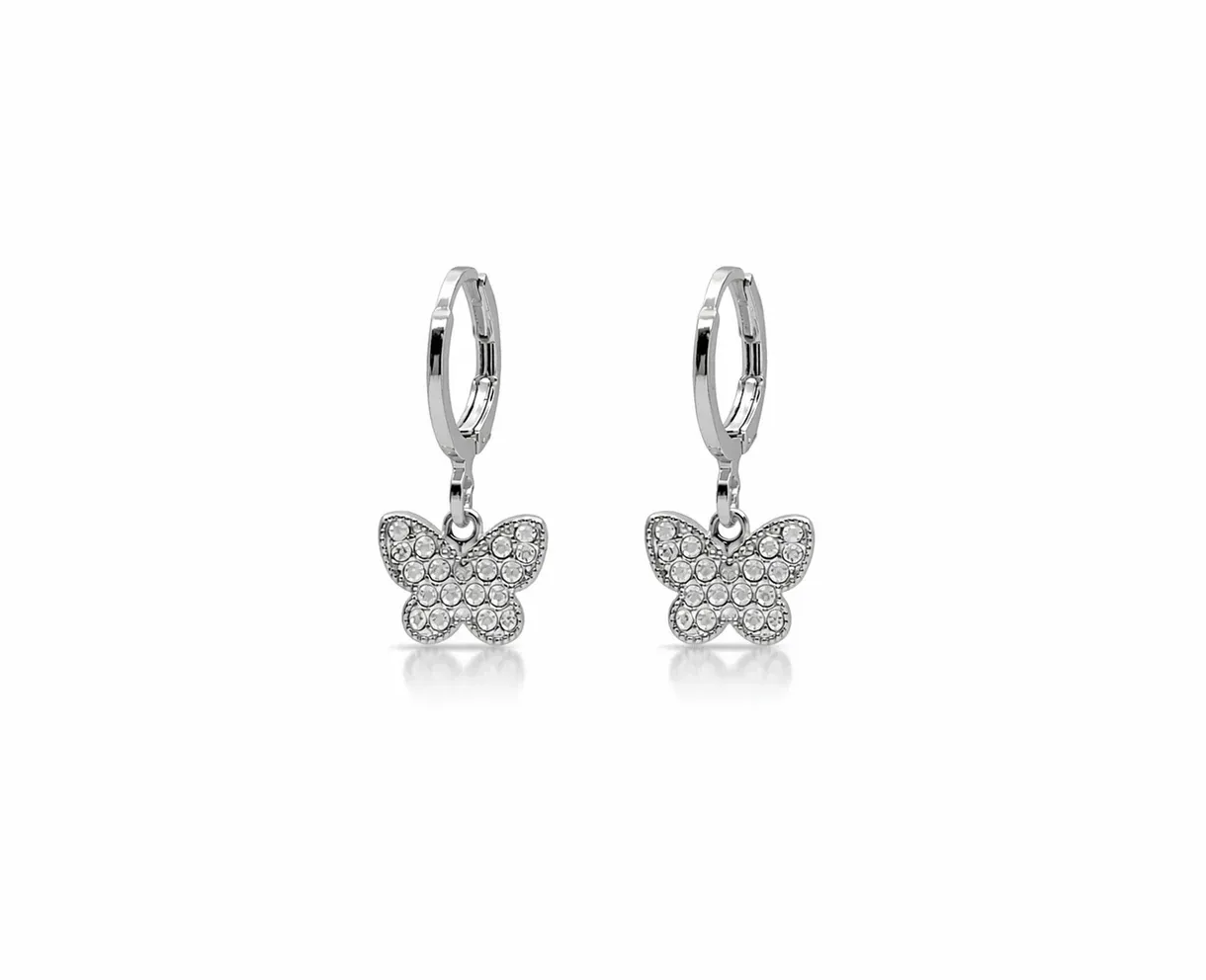 Huggie Butterfly Earrings - Silver