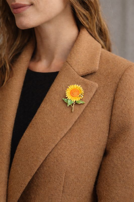 Sunflower And Bee Magnetic Brooch