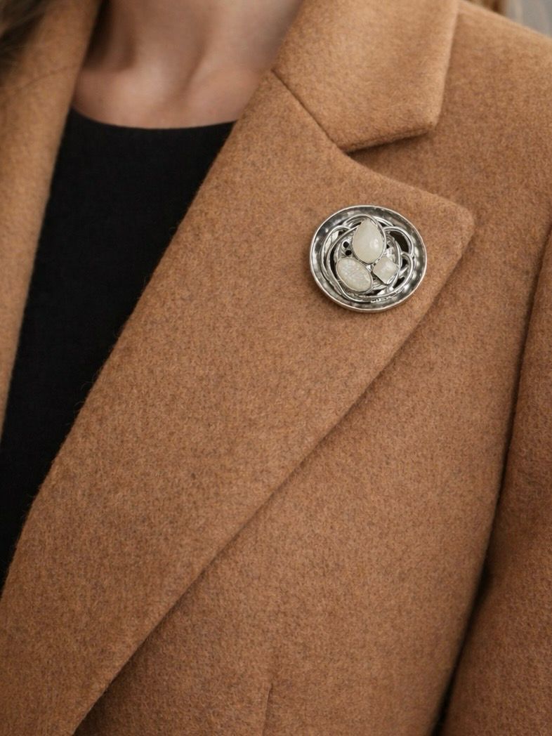 Grey Abstract Magnetic Brooch