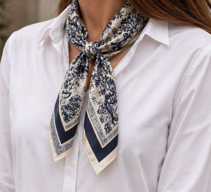 Lightweight Square Scarf - Blue Abstract