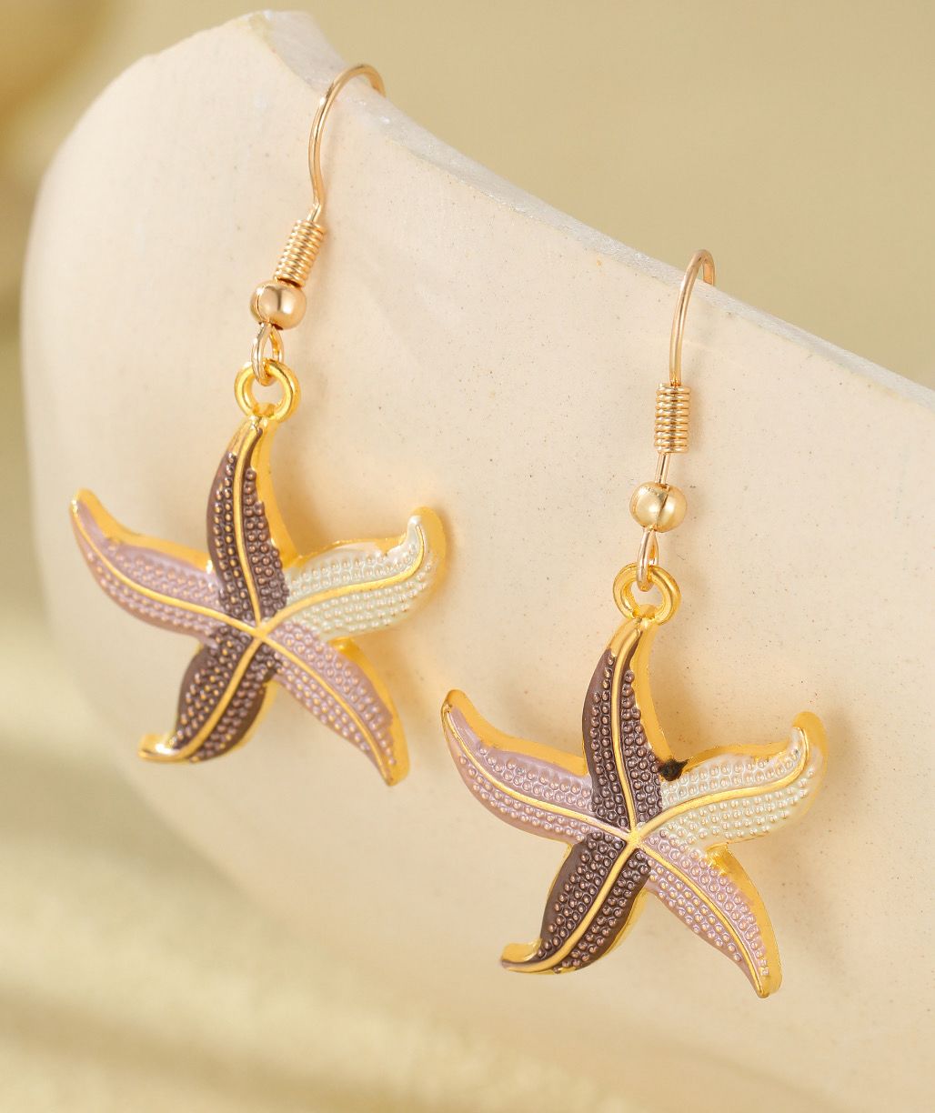 Neutral Tones Starfish Drop Earrings