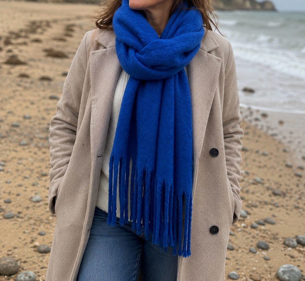 Chunky Plain Scarf - Blue Chunky Plain Scarf - Blue