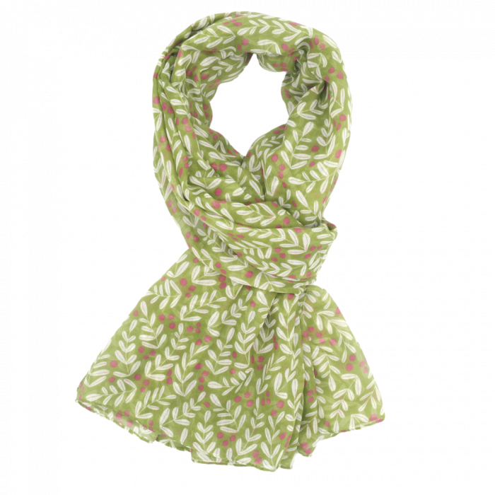 New! Green Berry Branch Scarf