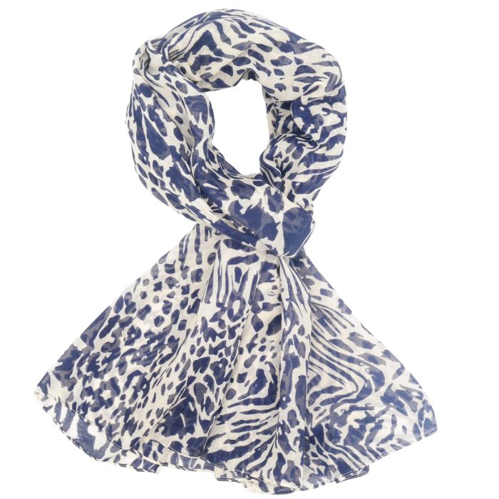 Animal Print Scarf - Navy