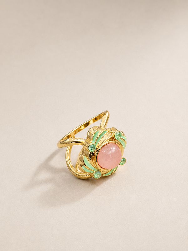 Scarf Ring For Lightweight/ Skinny Scarf Pink And Green Design
