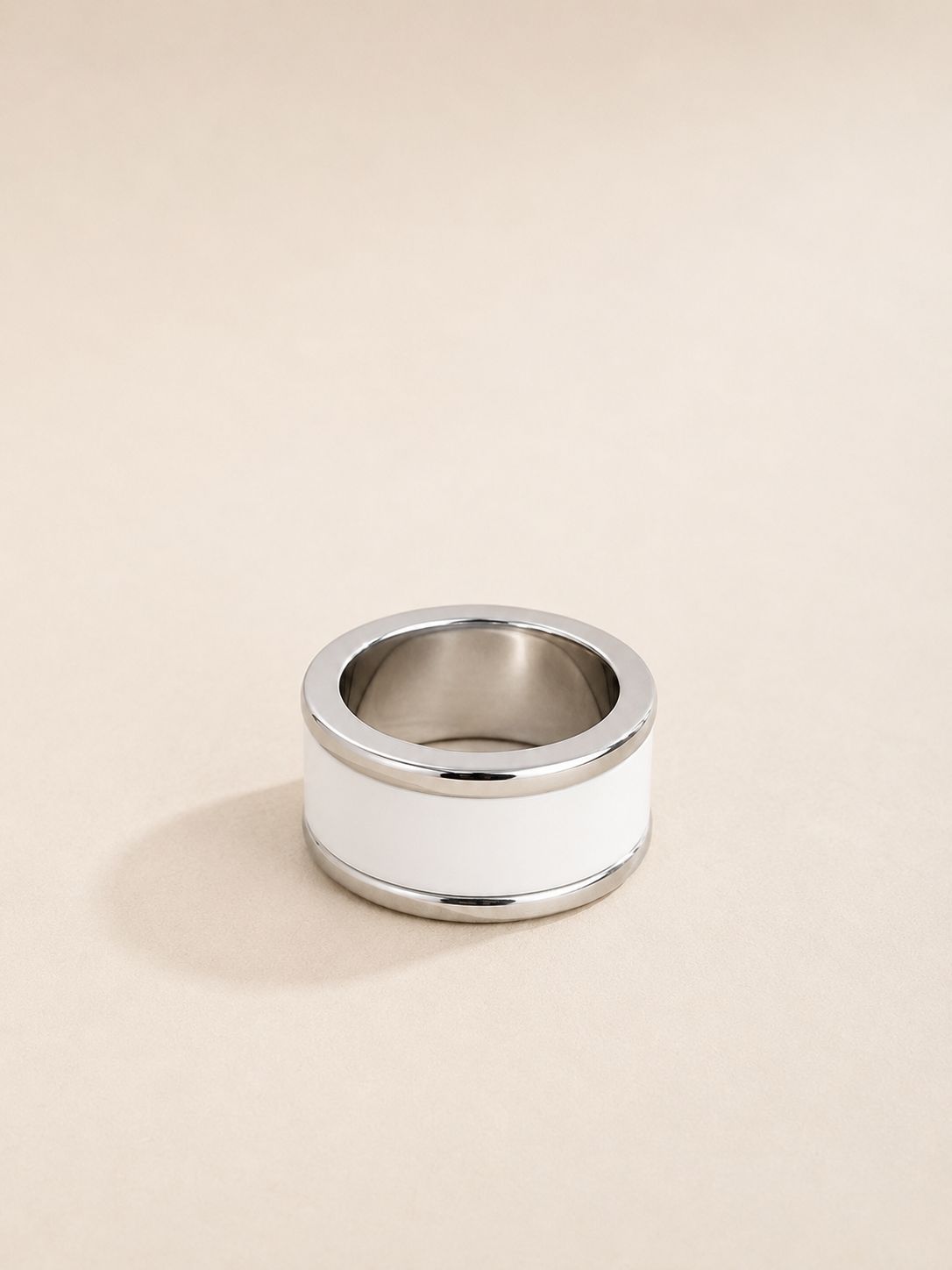 Scarf Ring For Lightweight/ Skinny Scarf Silver And White Design