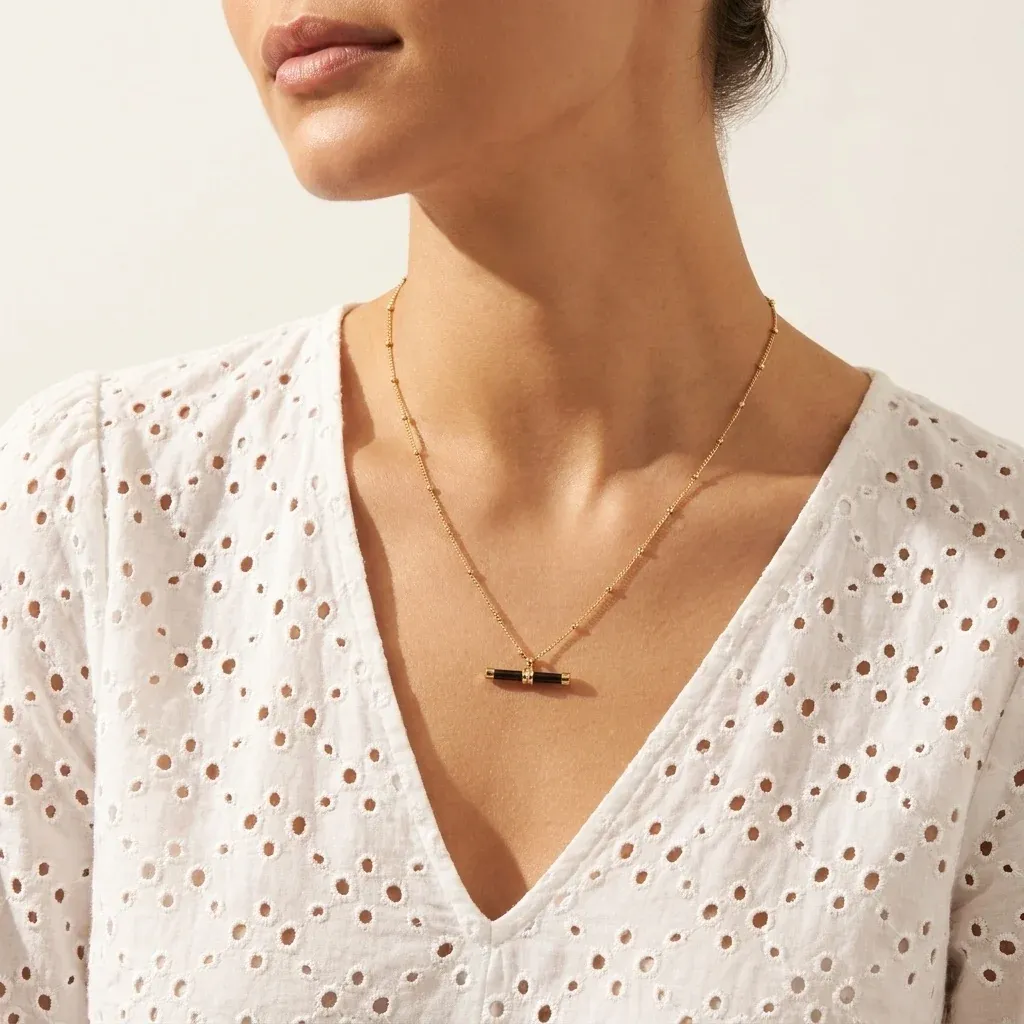 T-Bar Necklace - Gold And Black