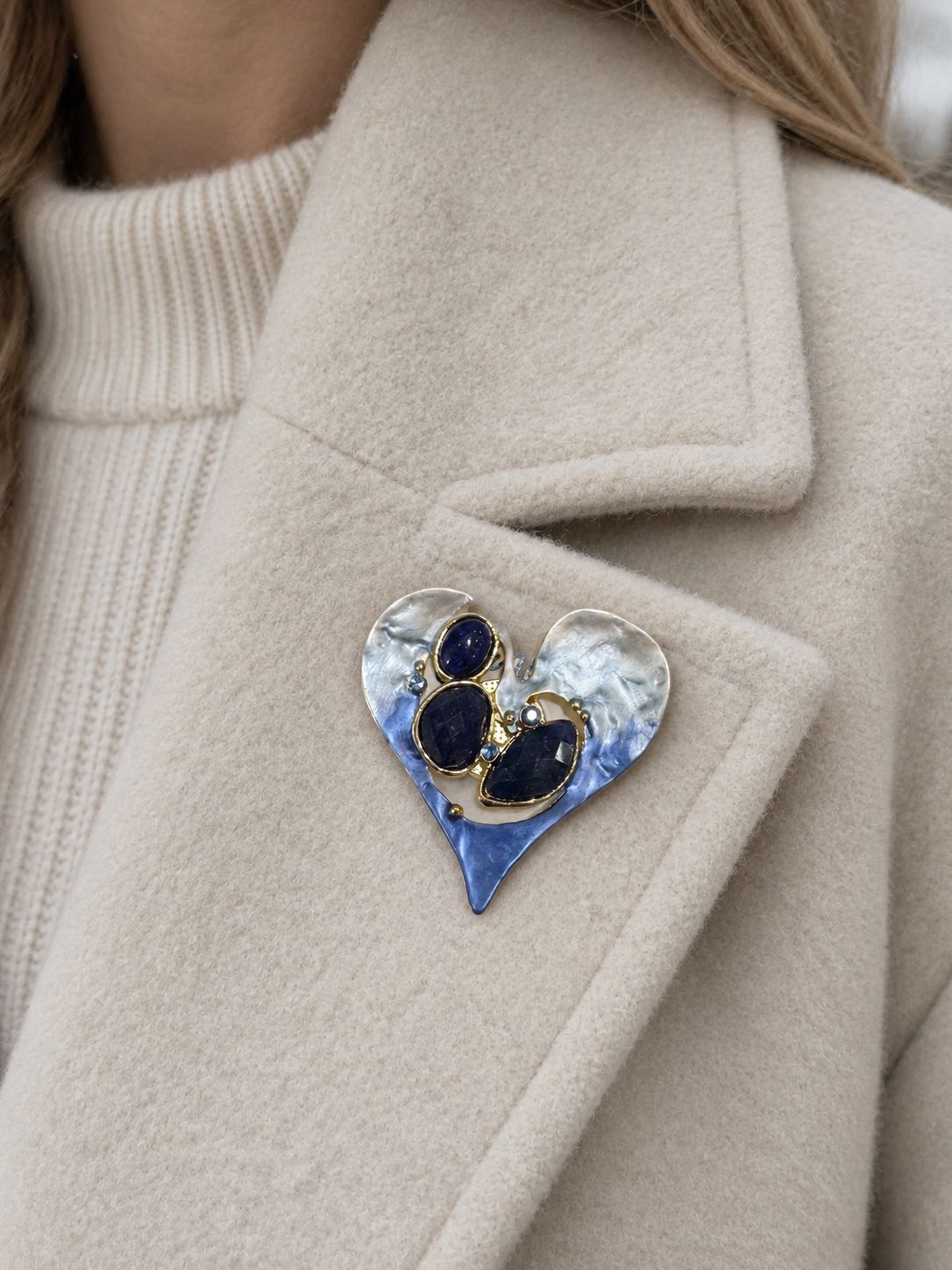 Blue Heart Magnetic Brooch