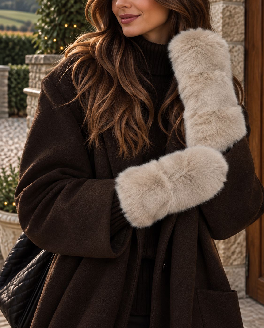 Faux Fur Mittens - Cream Faux Fur Mittens - Cream