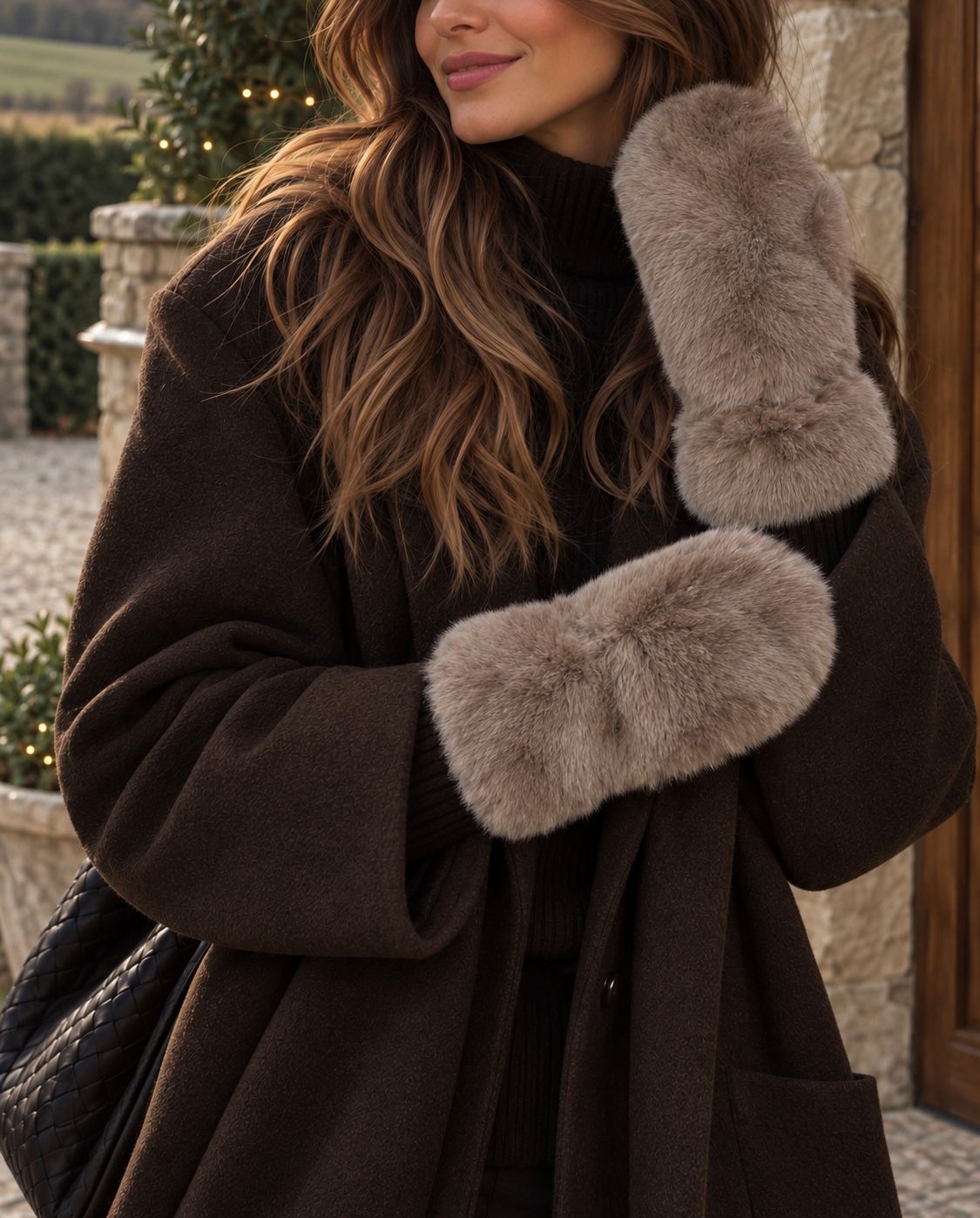 Faux Fur Mittens - Taupe Faux Fur Mittens - Taupe