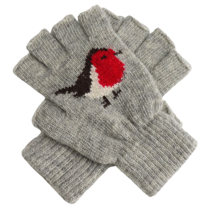 Robin Wool Mix Fingerless Gloves - Grey Robin Wool Mix Fingerless Gloves - Grey