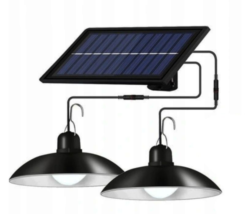 Żyrandol 2 lampy solarne wiszące LED + pilot