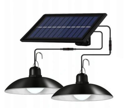 Żyrandol 2 lampy solarne wiszące LED + pilot