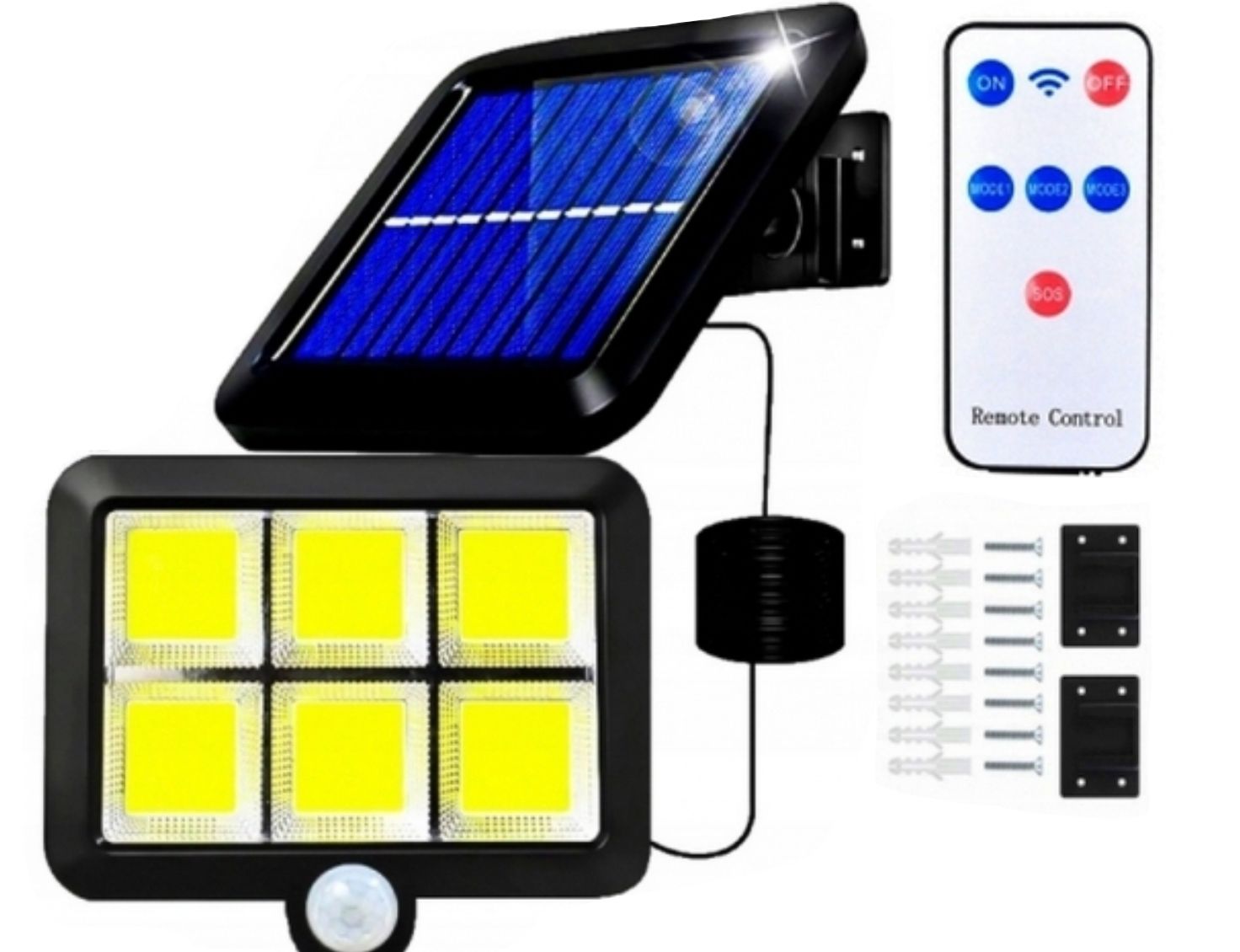 LAMPA SOLARNA 120 LED+ czujnik ruchu, zmierzchu i pilot