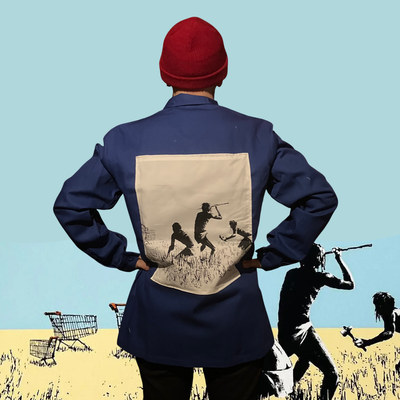 Bleu de travail Banksy Cavemen &amp; Shopping cart