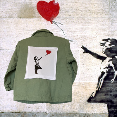 Veste bébé worker Banksy Girl with balloon