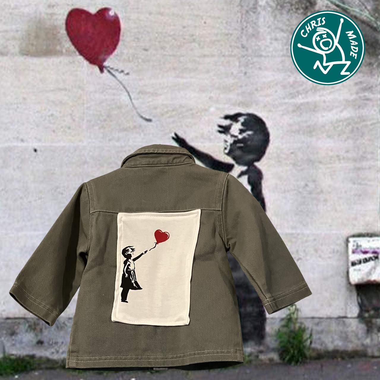 Veste bébé worker Banksy Girl with balloon