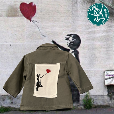 Veste bébé worker Banksy Girl with balloon