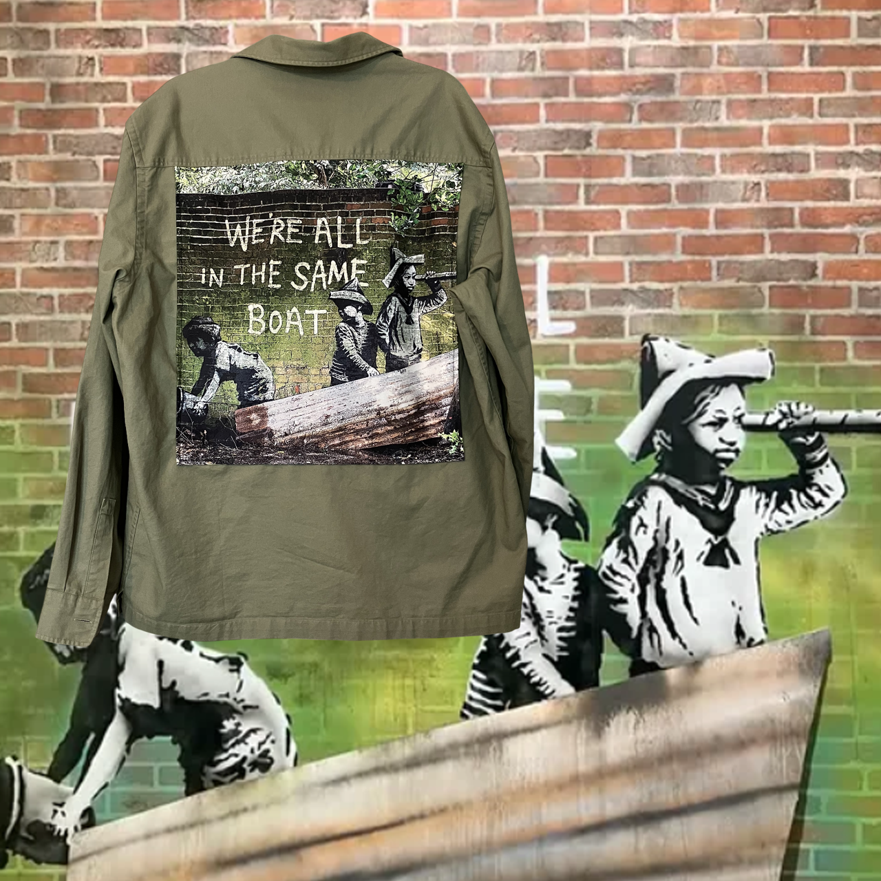 Veste kaki Banksy We&#39;re All in the Same Boat