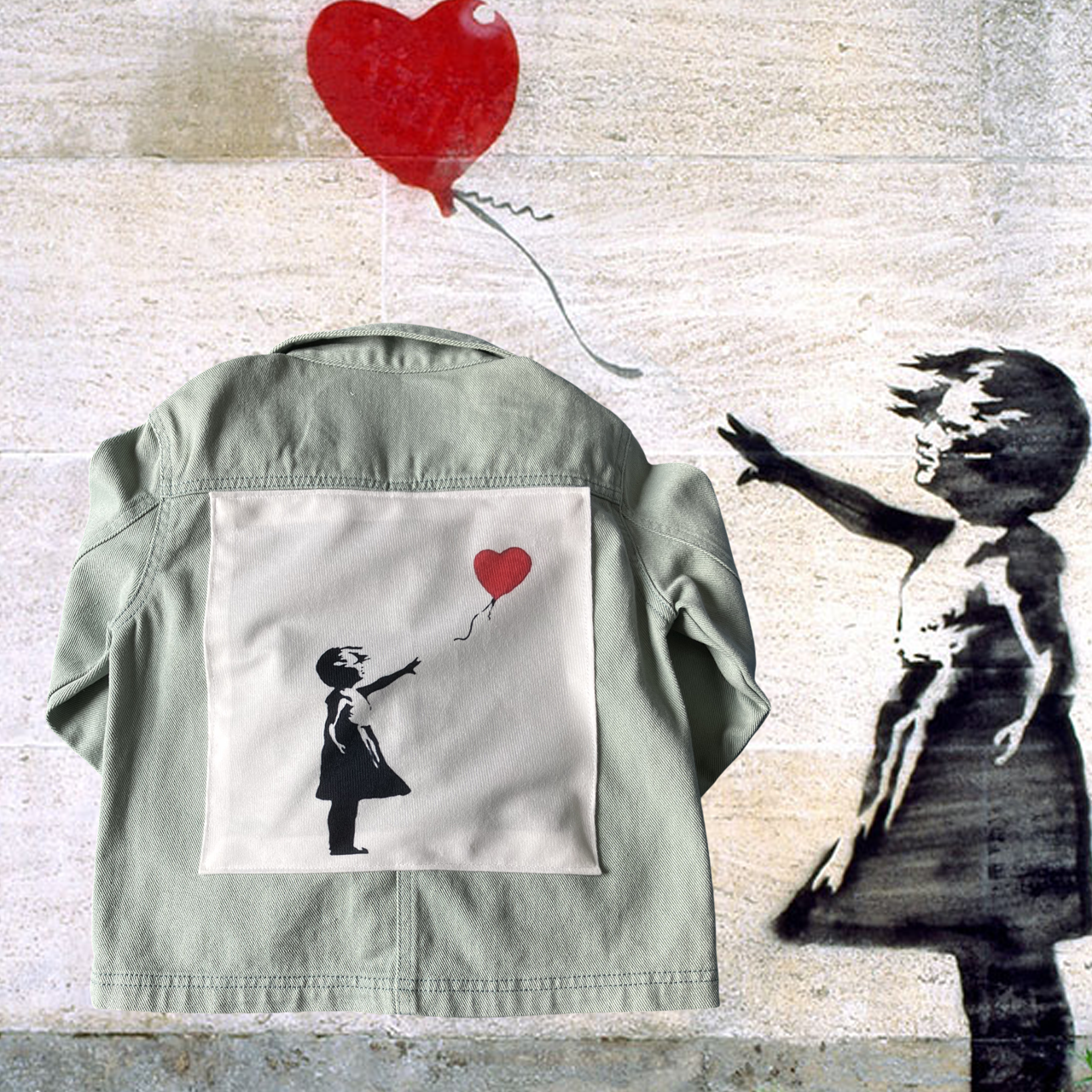 Veste enfant workwear Banksy Girl with balloon