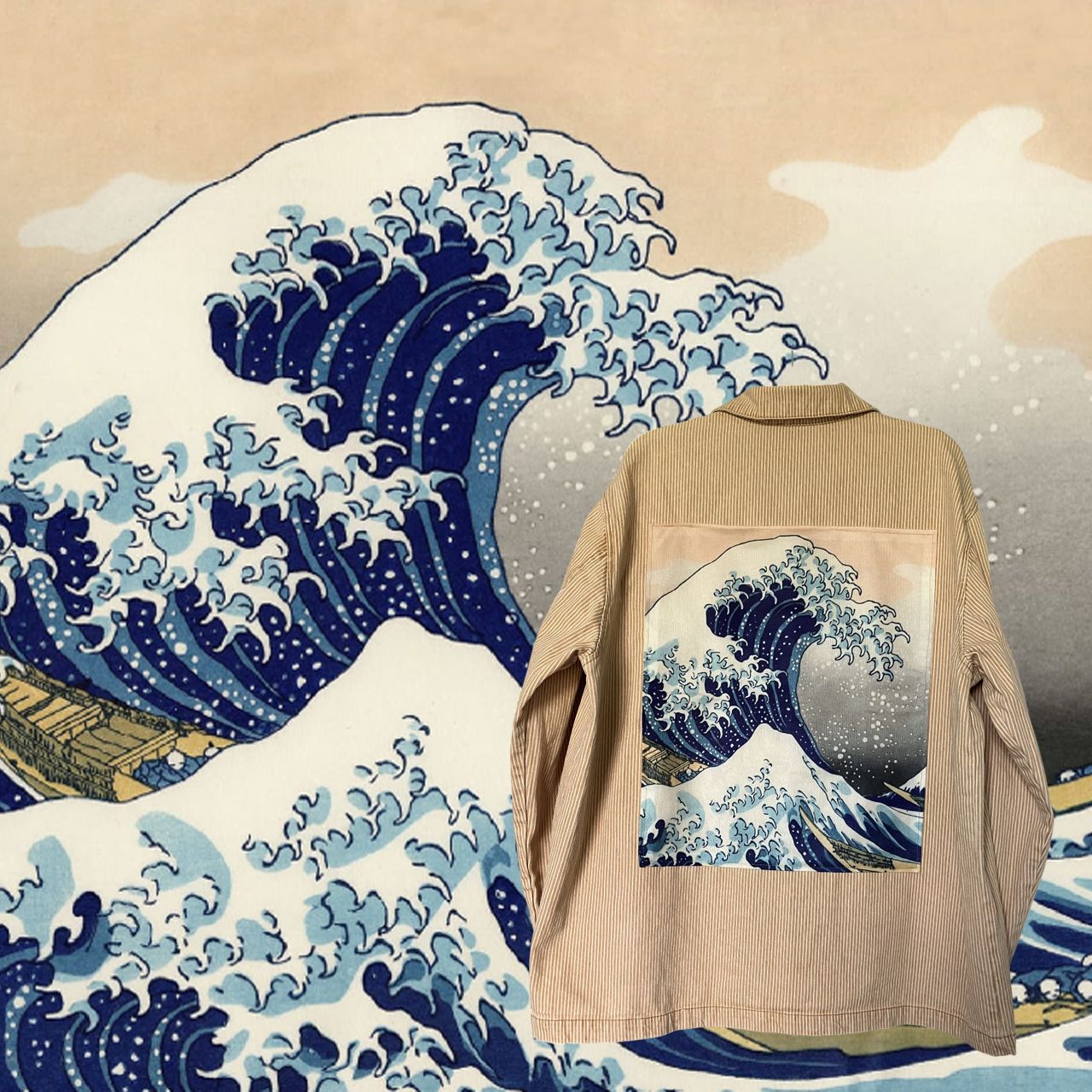 Veste Style workwear Hokusai La grande vague de Kanagawa