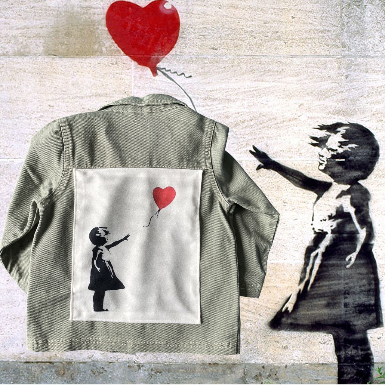 Veste bébé worker Banksy Girl with balloon