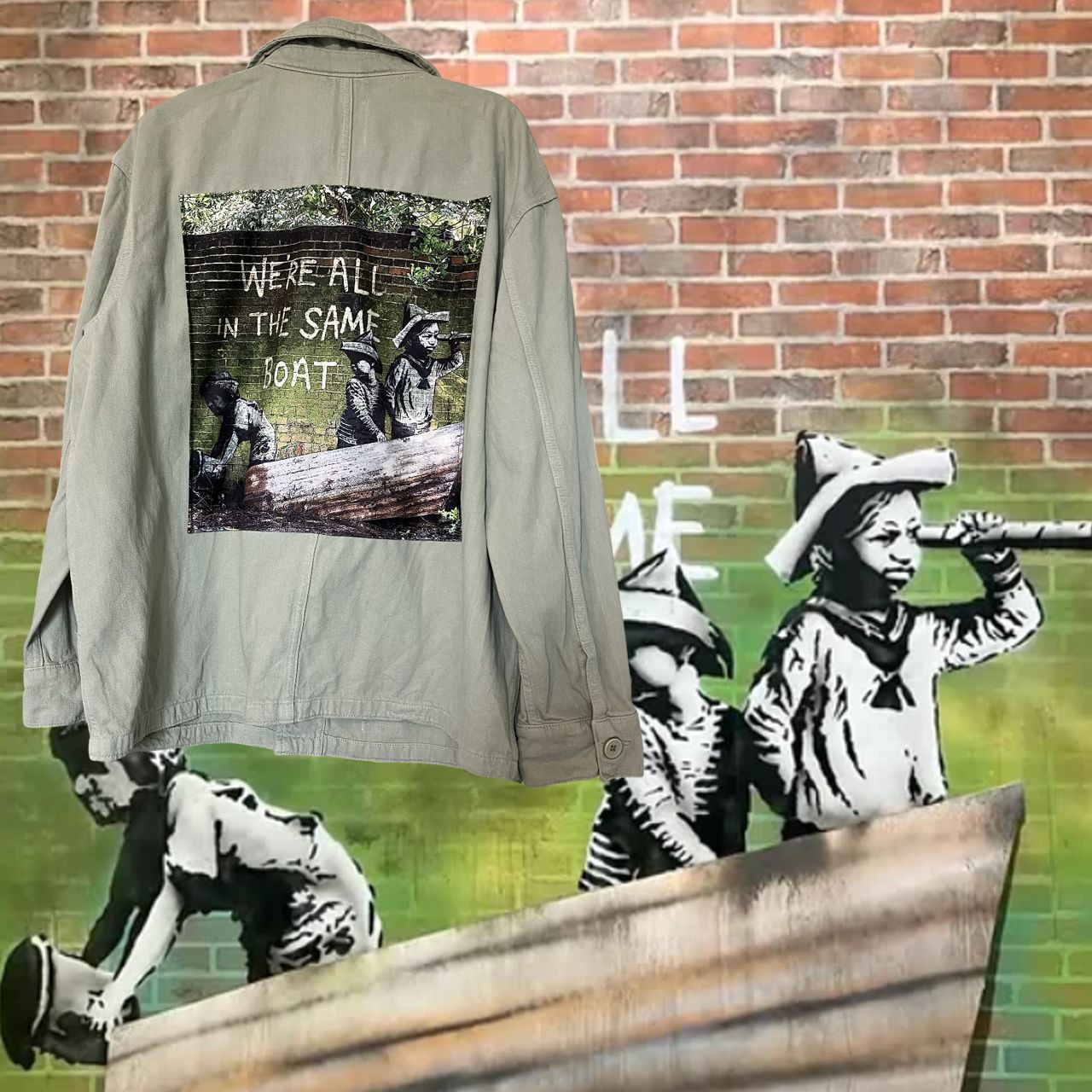 Veste style workwear Banksy &quot;We&#39;re All in the Same Boat&quot;
