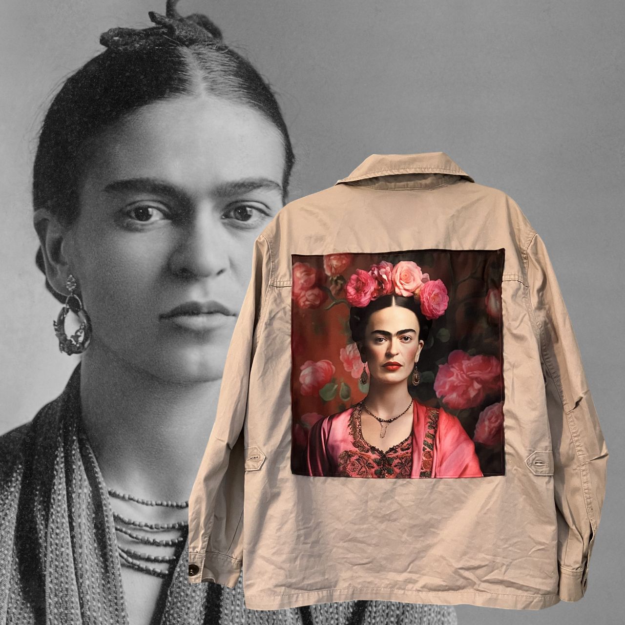 Veste style workwear Frida Kahlo L&#39;art et la force