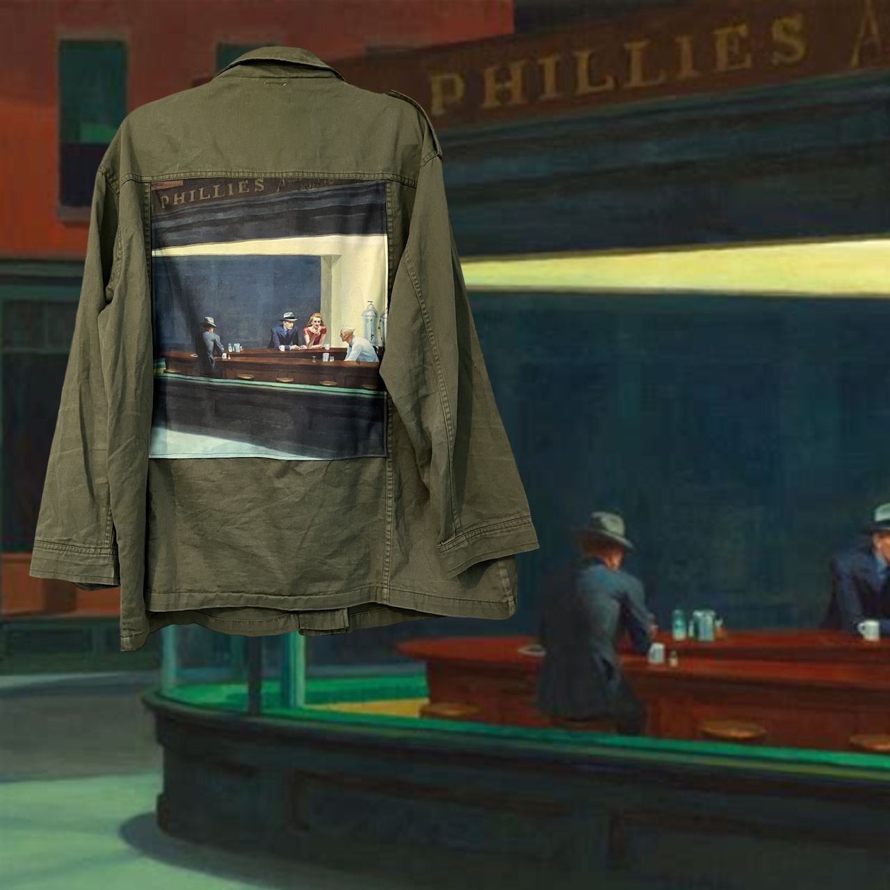 Veste kaki Edward Hopper Nighthawks