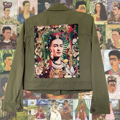 Blouson kaki Frida Kahlo : L&#39;art et la force au quotidien