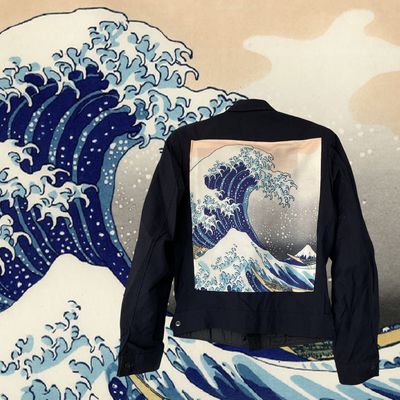 Blouson vintage Hokusai : L&#39;art de la grande vague de Kanagawa