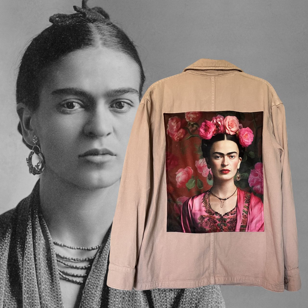Veste Style workwear Frida Kahlo : L&#39;art et la force au quotidien