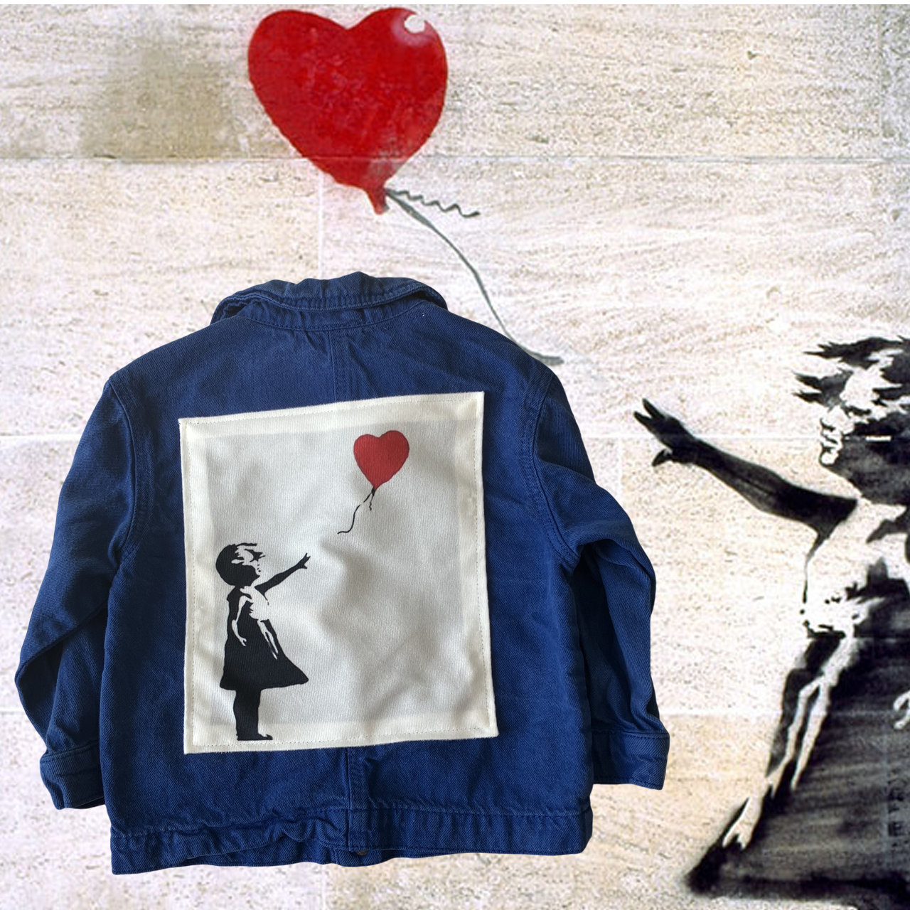 Veste bébé worker Banksy Girl with balloon