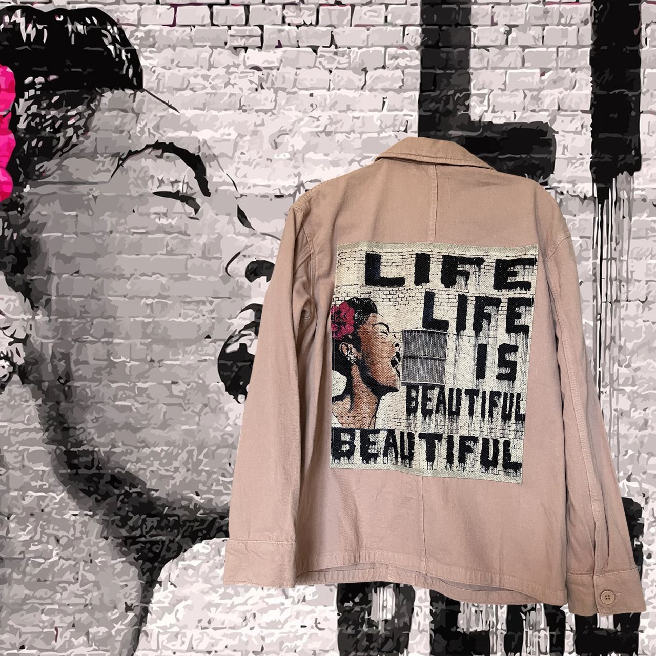 Veste Style workwear Banksy : Life is beautiful