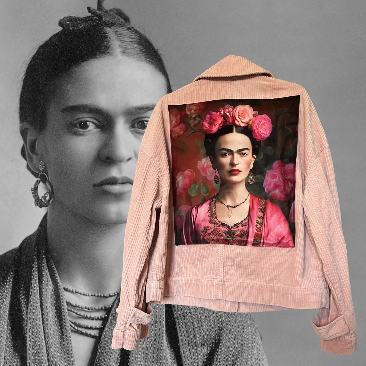 Blouson velours Frida Kahlo : L'art et la force au quotidien