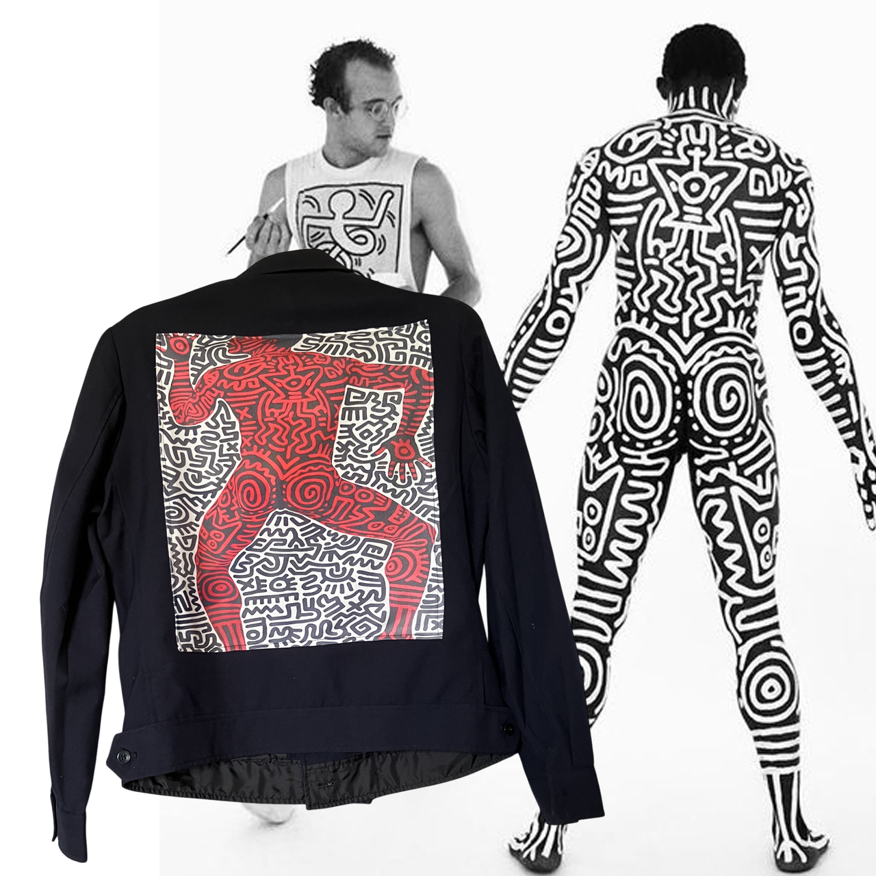 Blouson vintage Keith Haring Body painting Bill T. Jones