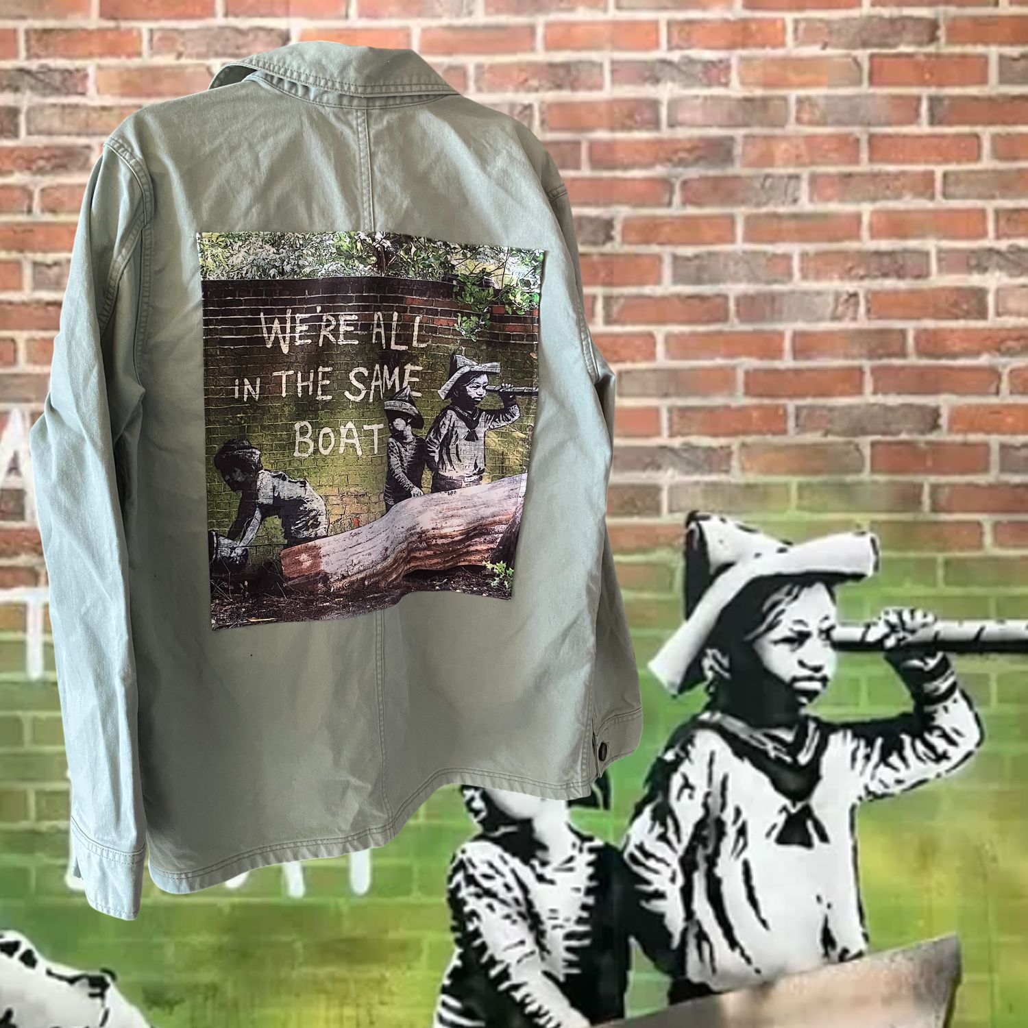 Veste  Style workwear Banksy  "We're All in the Same Boat"