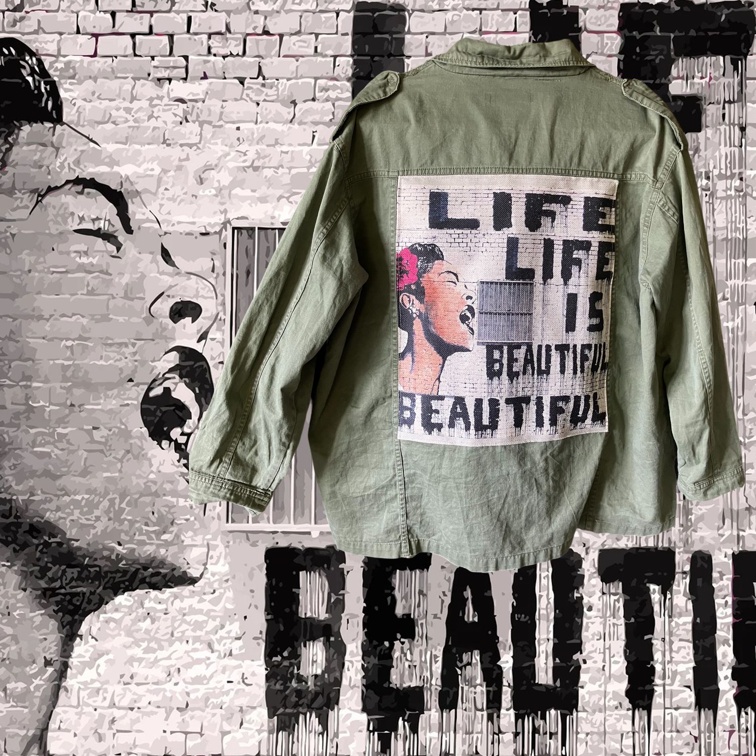 Veste kaki Banksy : Le streetart sur vos épaules