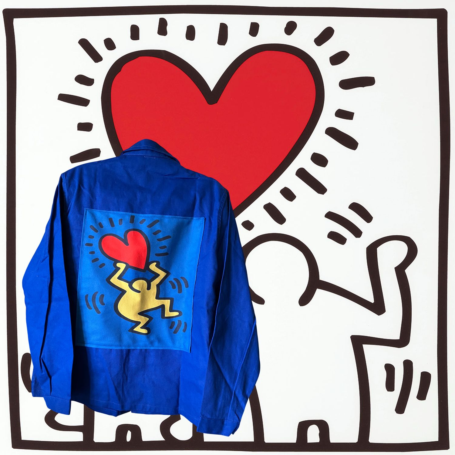 Veste Bleu de travail Haring Love L’art urbain à porter