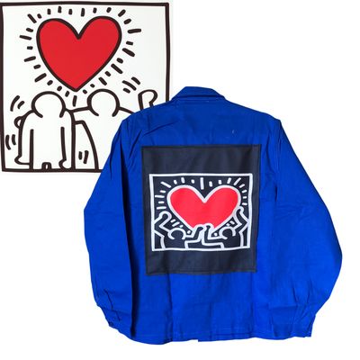 Veste Bleu de travail Haring Love L’art urbain à porter