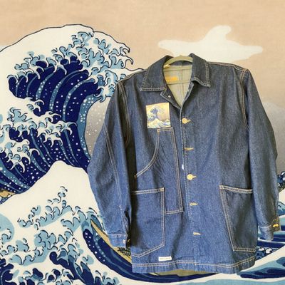 Veste en jean Hokusai: L'art de la Grande Vague