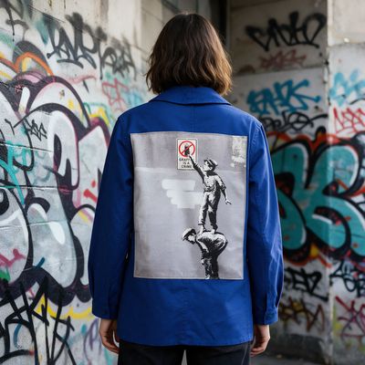 Veste Bleu de travail Banksy : Graffiti is a crime