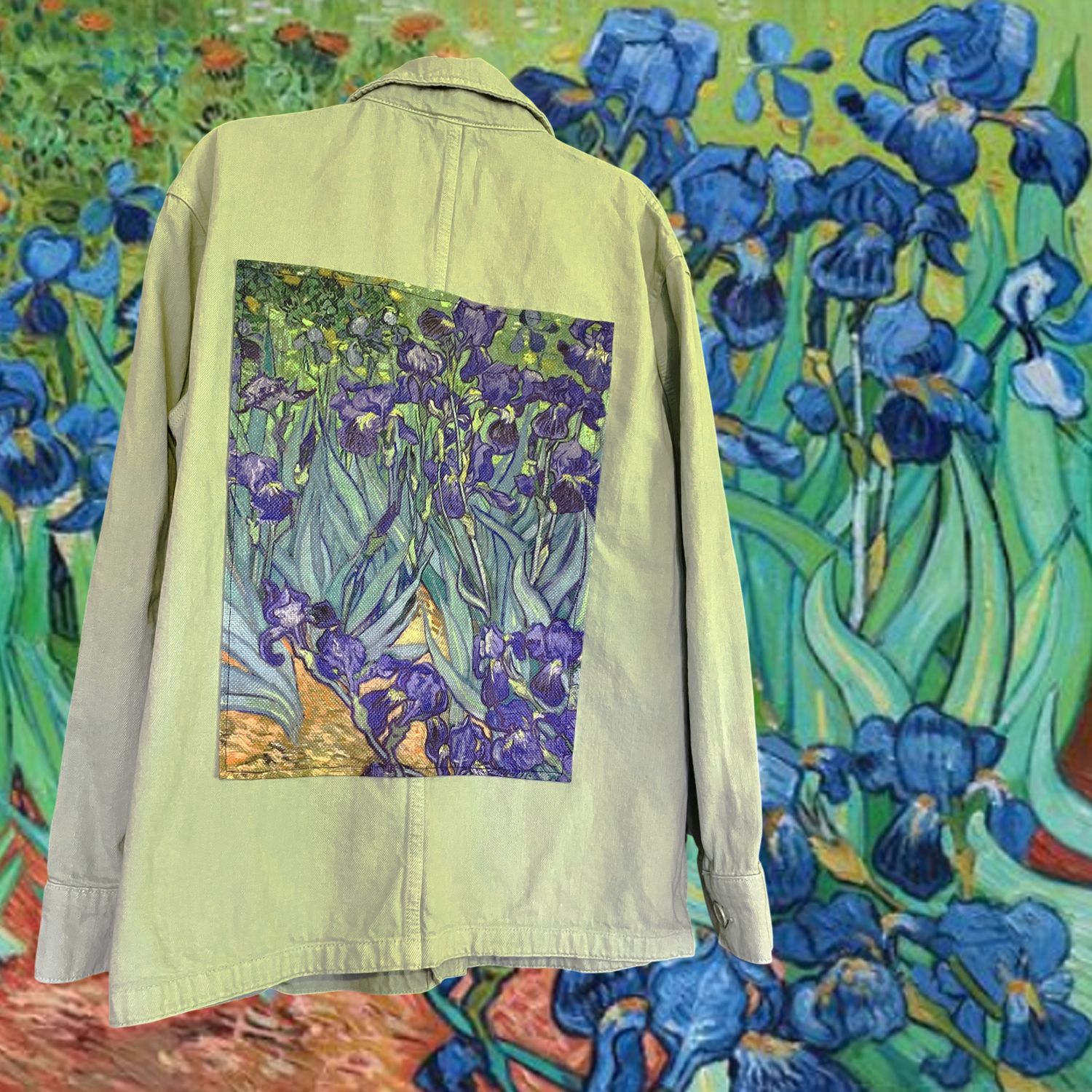 Veste style workwear van Gogh : Iris et vibrance impressionniste