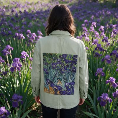 Veste style workwear van Gogh : Iris et vibrance impressionniste