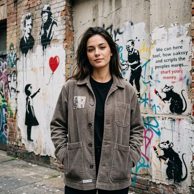 Veste  velours Banksy : l’art de résister