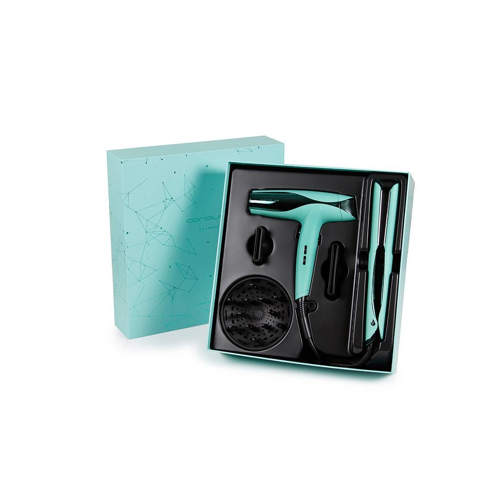 PLANCHA C5 GREEN MINT EDITION + SECADOR WIND KIT CORIOLISS caja única