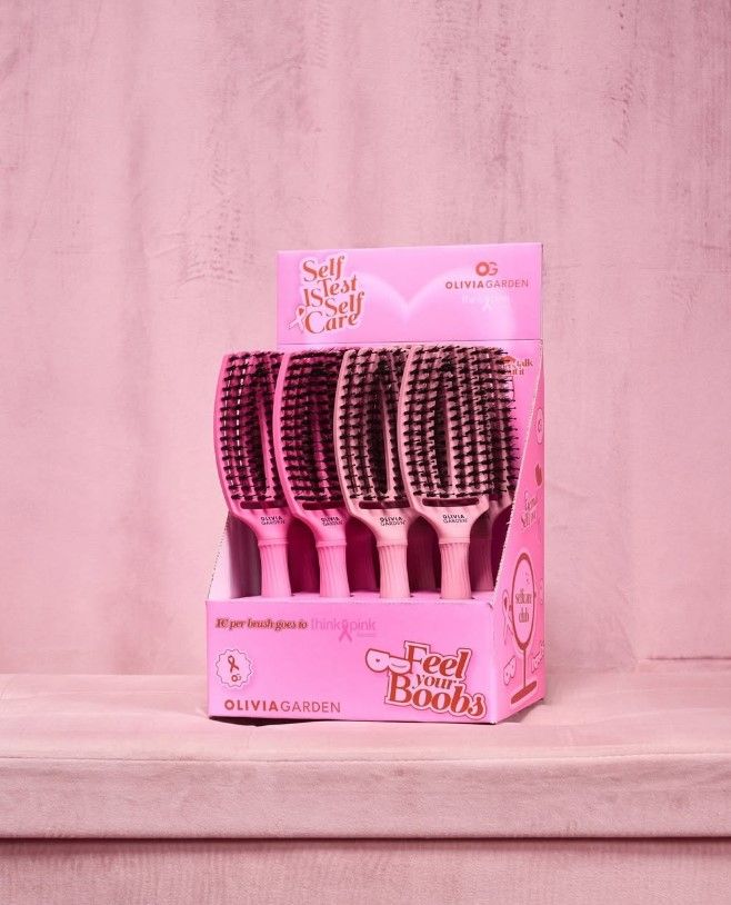 EXPOSITOR  FINGERBRUSH THINK PINK OLIVIA GARDEN 8 PCS