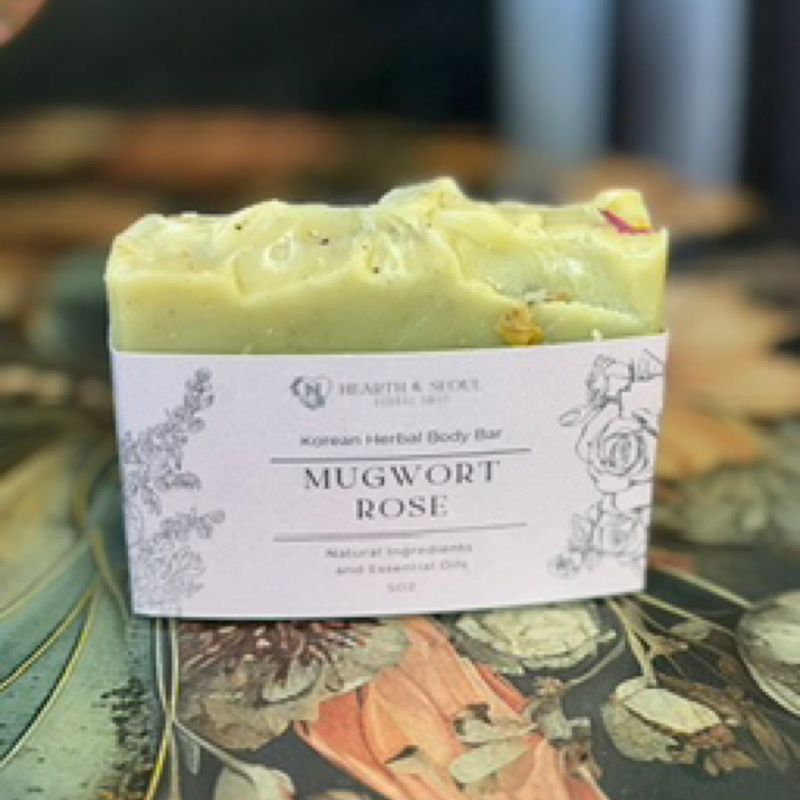 Mugwort Rose Korean Herbal Body Soap Bar Mugwort Rose Korean Herbal Body Soap Bar