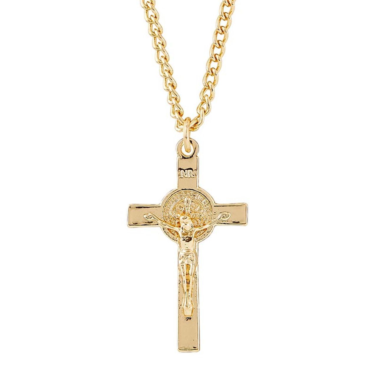 St. Benedict Gold Crucifix Necklace